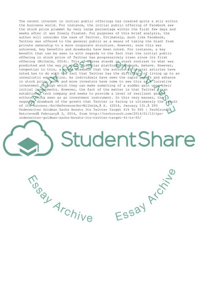 Twitter as a Means of Taking the Giant from Private Ownership to a Corporate Structure