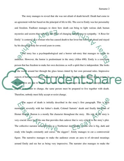 A research paper over A Rose for Emily by William Faulkner