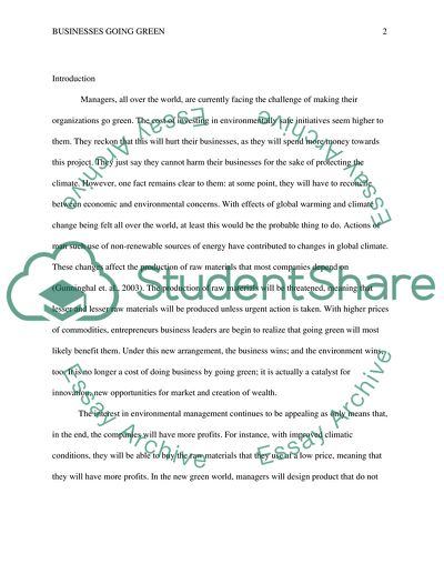 Businesses Going Green