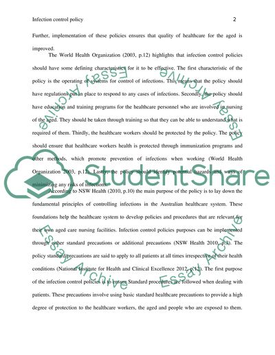 Infection Control Policy in Australia