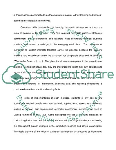Implementing authentic/productive assessments