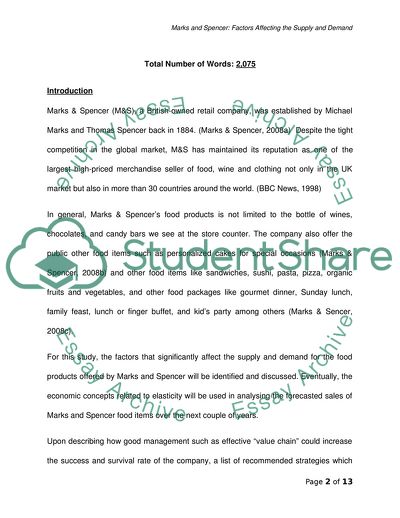 Marks and Spencer: Factors Affecting the Supply and Demand