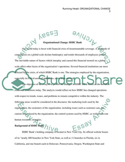 Organizational Changes in HSBC Bank Based on the Turbulent Economic Conditions