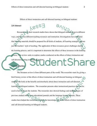 The Effects of Direct Instruction and Self-Directed Learning on Bilingual Students