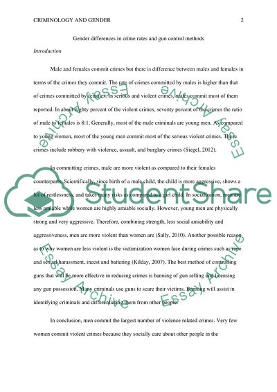 Gender differences in crime rates and gun control methods