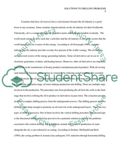Analysis of Solutions to Drilling Problems in Oil Extraction