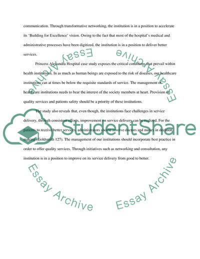 Principles of Health Care Management at Princess Alexandra Hospital