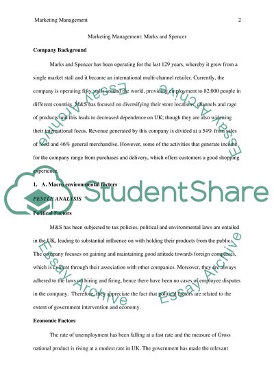 Marketing Management: Marks and Spencer