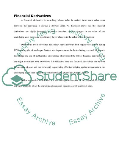 Derivative Securities: Risk Management Strategies for Equities and Interest Rate