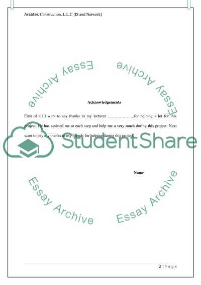 Analysis of New IS and Network Corporate Technology for Arabtec Construction, L.L.C