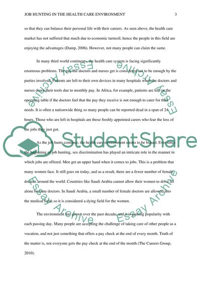 Job Hunting in the Health Care Environment