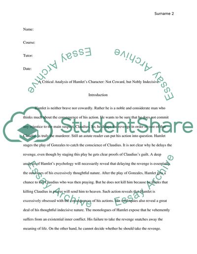 William Shakespeares Hamlet Literature Based research report