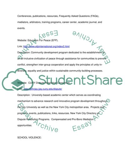 Wbsite Paper on Conflict Resolution for a Graduate Education Class