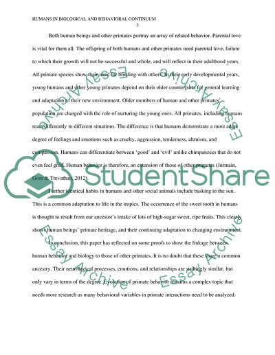 Humans in Biological and Behavioral Continuum