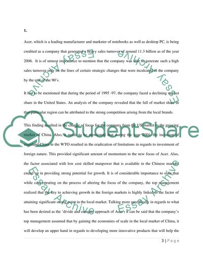 Business Strategy and Market Share at Acer