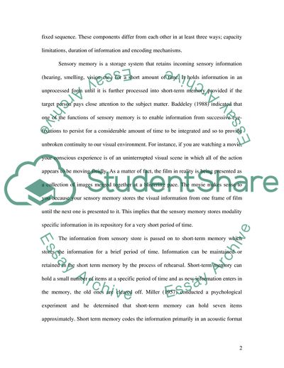 Cognitive Psychology and Memory