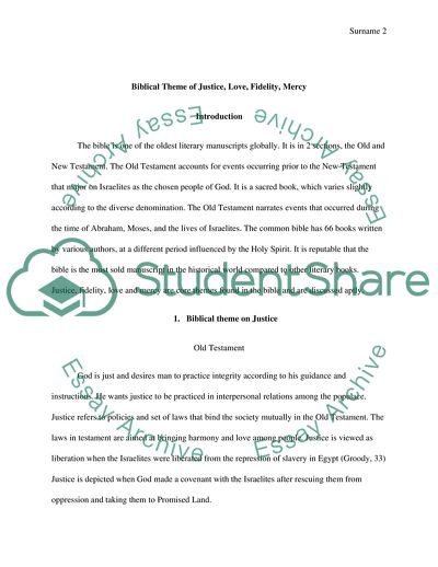 Biblical Theme of Justice, Love, Fidelity, Mercy