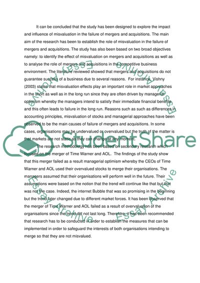 Mis-valuation Affects the Failure of Merger and Acquisition Activities