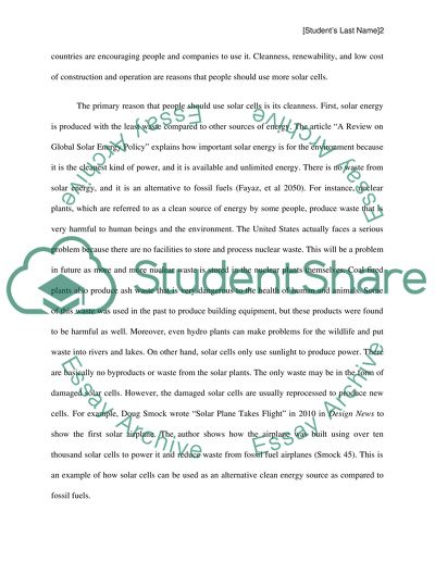 Advantages of using solar cells