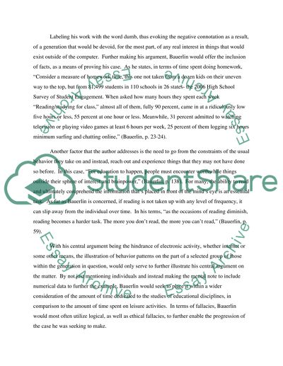 As Seen By Mark Bauerlein: in Mark Bauerleins The Dumbest Generation