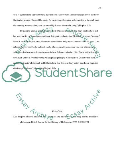 Princess Elizabeth and Descartes: The Union of Soul and Body and the Practice of Philosophy