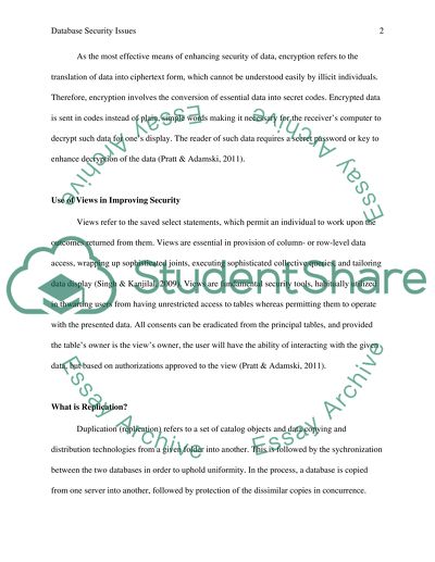 Explain database security issues
