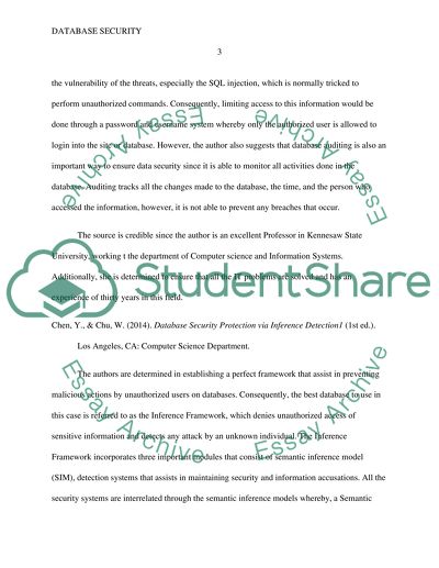 Analysis of Database Security