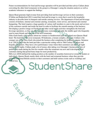 Evaluation of the Queens Head Hotel Strategy