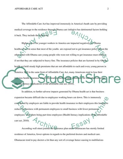 The Negatives involved in the Afordable Care Act