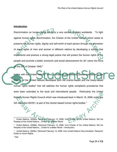 The Role of the United Nations Human Rights Council