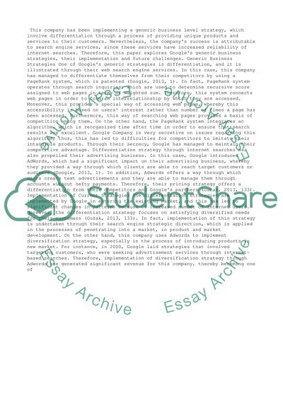 Strategic Management - Googles Company