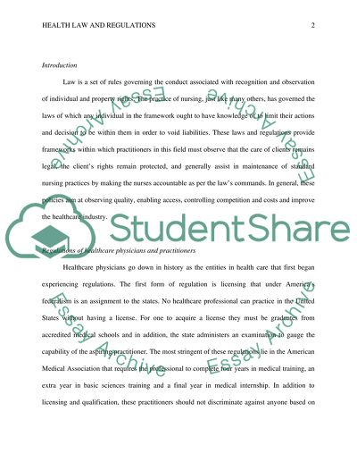 Health Law and Regulations