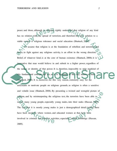 Is there any connection between terrorism and religion