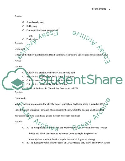 Answering Questions - General Biology