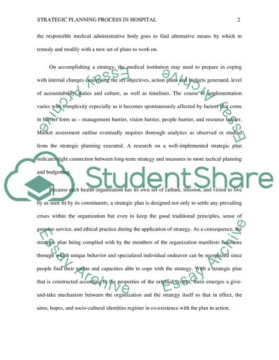 Strategic Planning in Hospitals