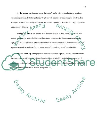 Definitions connected to Call-Option