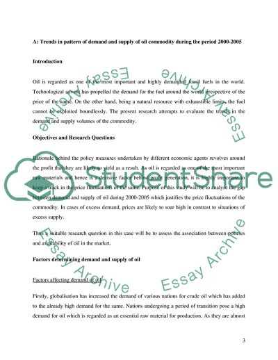 The Demand and Supply of Oil Commodity During the Period 2000-2005