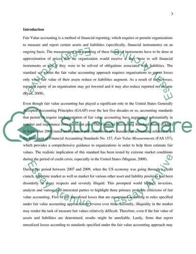 Critical Analysis of Fair Value Accounting