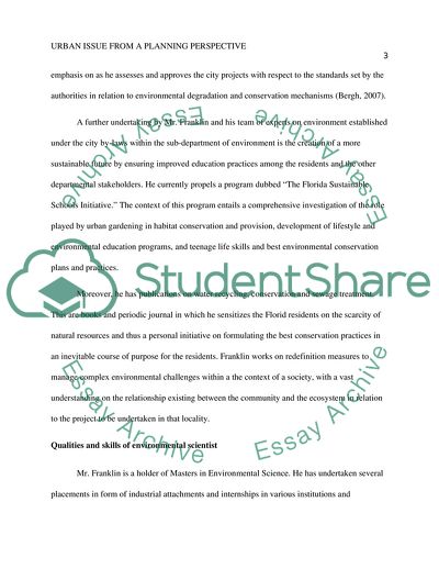 Analysis of an Urban Issue from a Planning Perspective