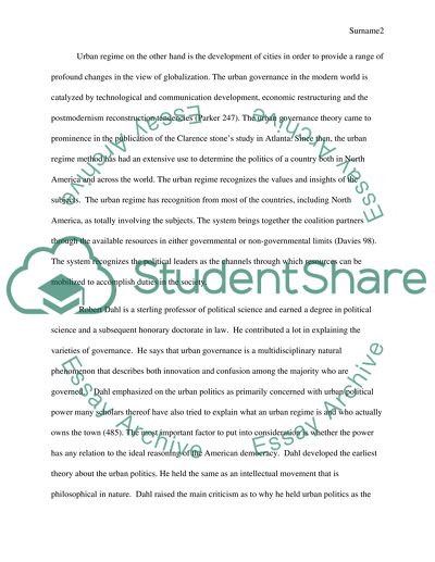 Pluralism and Urban Regime