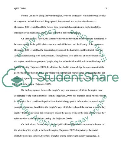 Que Onda Urban Youth Culture and Border Identity. BOOK