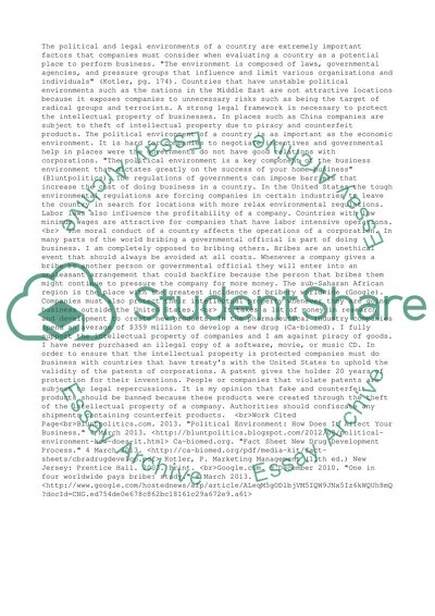 Discussion--Political and Legal Environment