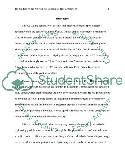 Thomas Edison and Nikola Tesla Personality Trait Comparison