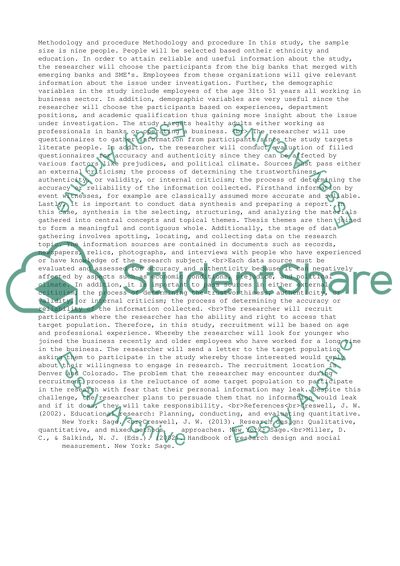 The Effects of M&A on SMEs Lending ( methodology and procedure )