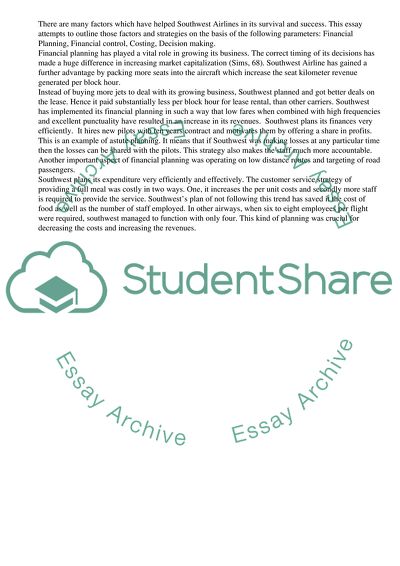 Southwest Airlines Cost Optimization to Create an Attractive Price for Economy Class Travelers