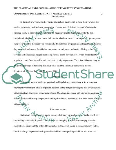 Dangers of Involuntary Outpatient Commitment for Patients with Mental Illness