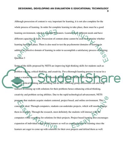 Designing, Developing an Evaluation g Educational Technology