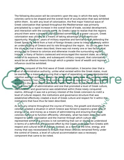 The Early Greek Colonies