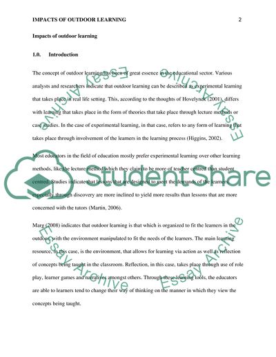 Impacts of Outdoor Learning