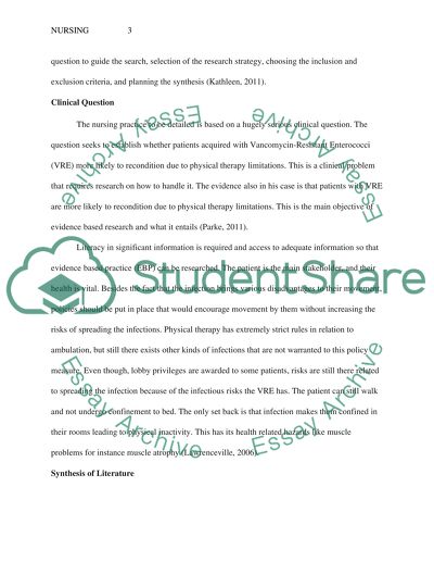 Evidence-Based Practice in Vancomycin-Resistant Enterococci and Ambulation